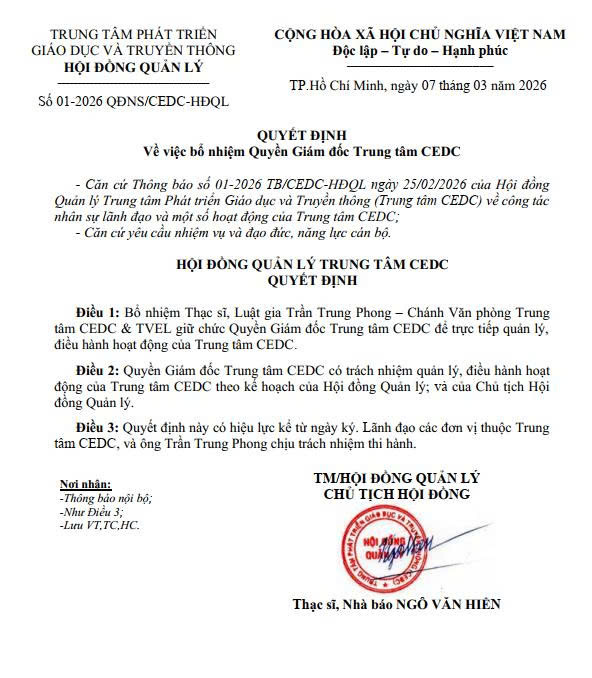 Hội đồng Quản lý bổ nhiệm Quyền Giám đốc, Chánh Văn phòng, Trợ lý